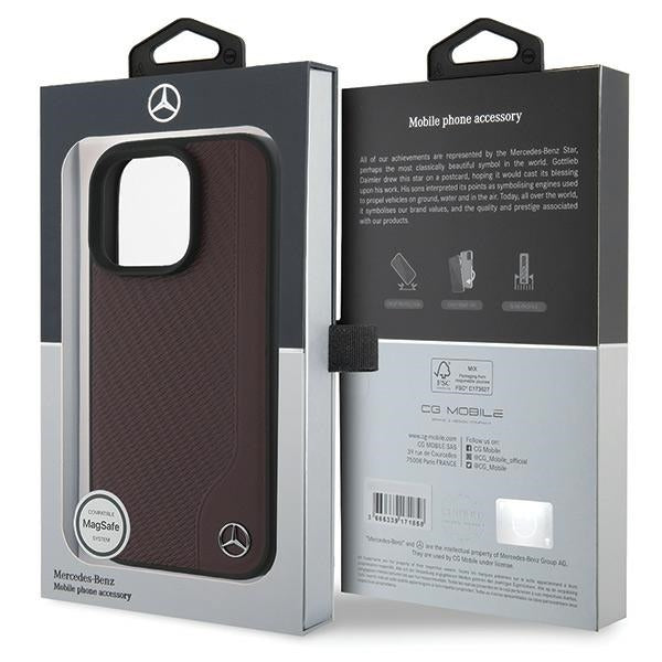 Mercedes case for iPhone 16 Pro Max 6,9" MEHMP16X23RBGVR Hardcase MB Wood Imitation Leather MagSafe red