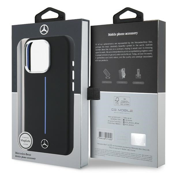 Mercedes case for iPhone 16 Pro Max 6,9" MEHMP16X23SUMBK Hardcase Silicone Blue Stripe MagSafe black