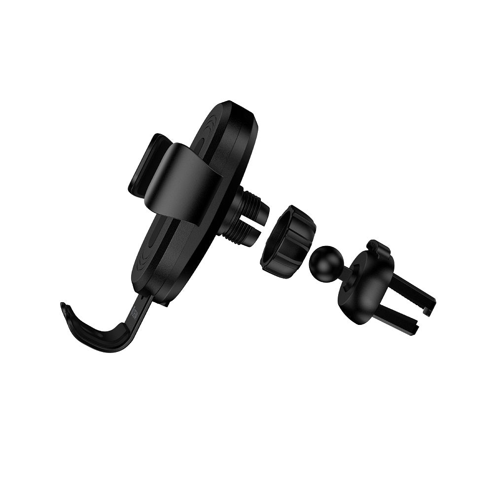 Support voiture Devia Gravity avec chargeur inductif sans fil 10W — fixation aération