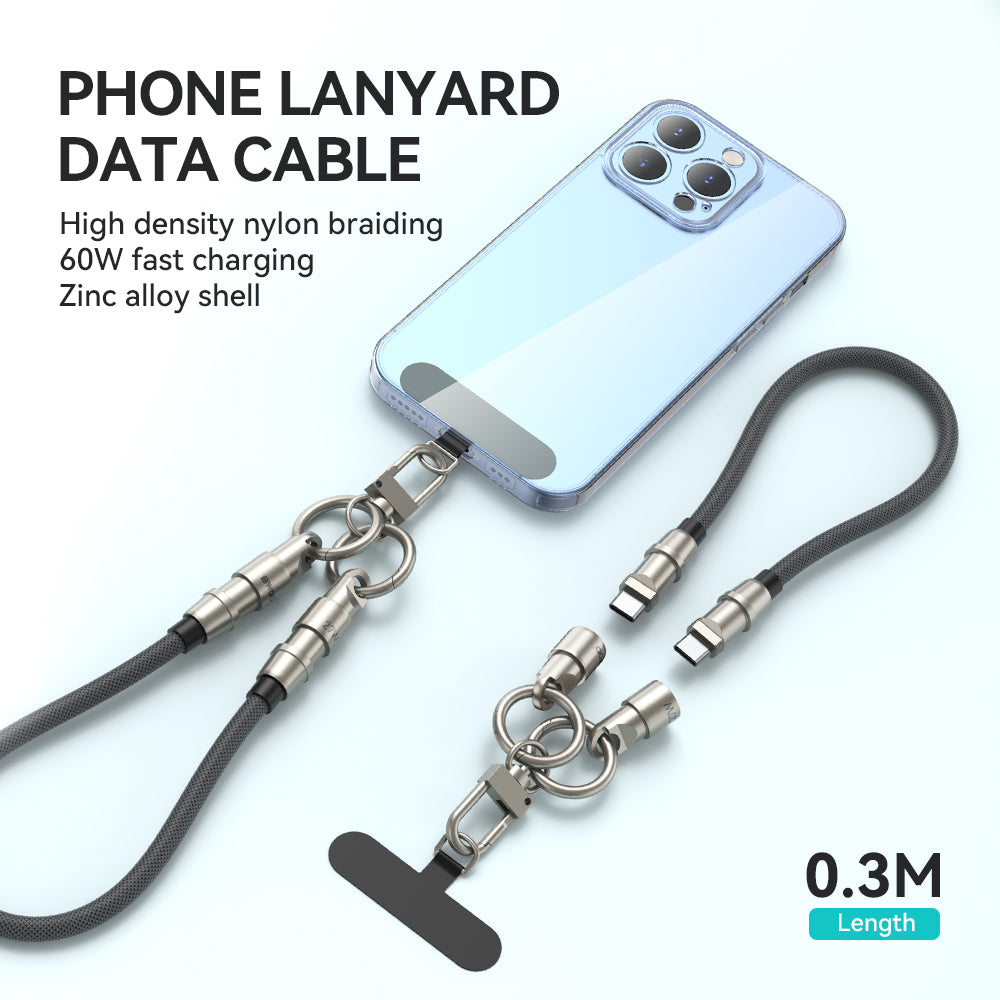 BWOO Lanyard Cable USB-C - USB-C 0.3m 60W with strap