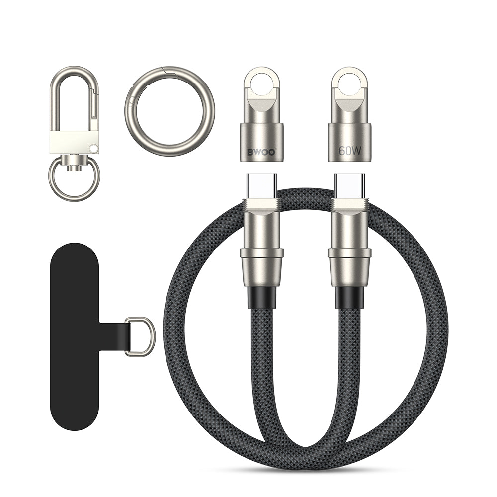 BWOO Lanyard Cable USB-C - USB-C 0.3m 60W with strap