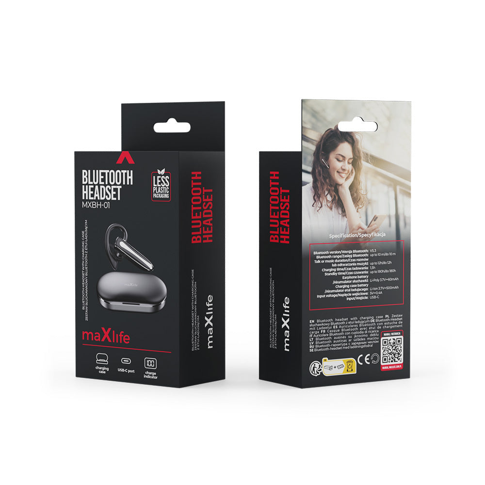 Casque sans fil Maxlife MXBH-01 avec étui — Noir