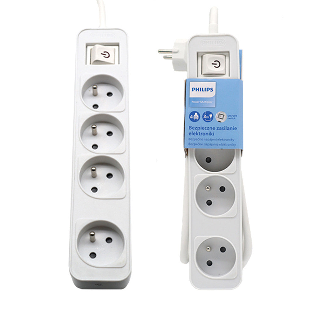Power strip PHILIPS extension cord 4 sockets 3m 10A white