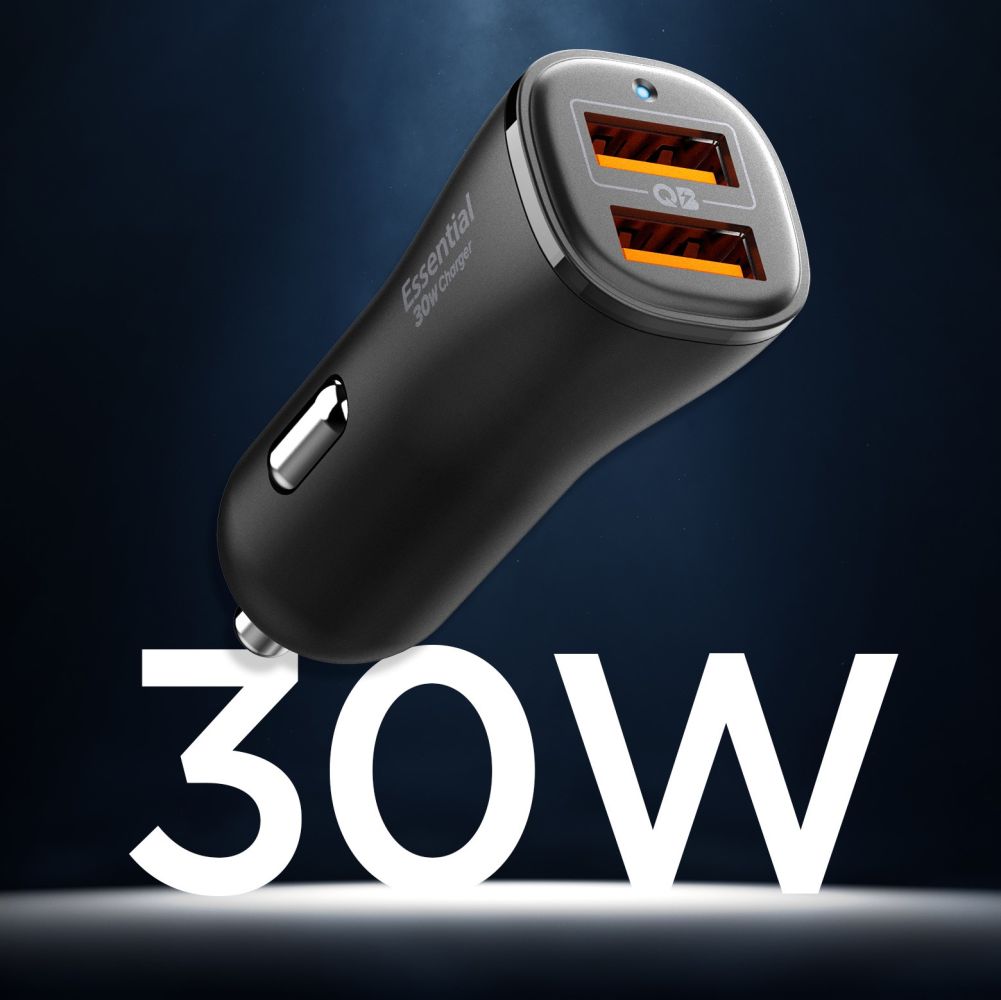 Spigen Essential EV302 2-Port 30W Car Charger Black