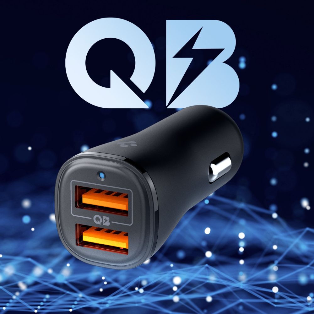 Spigen Essential EV302 2-Port 30W Car Charger Black