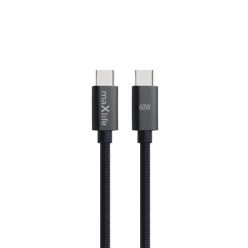 Maxlife MXUC-12 cable USB-C - USB-C 2,0 m 60W black