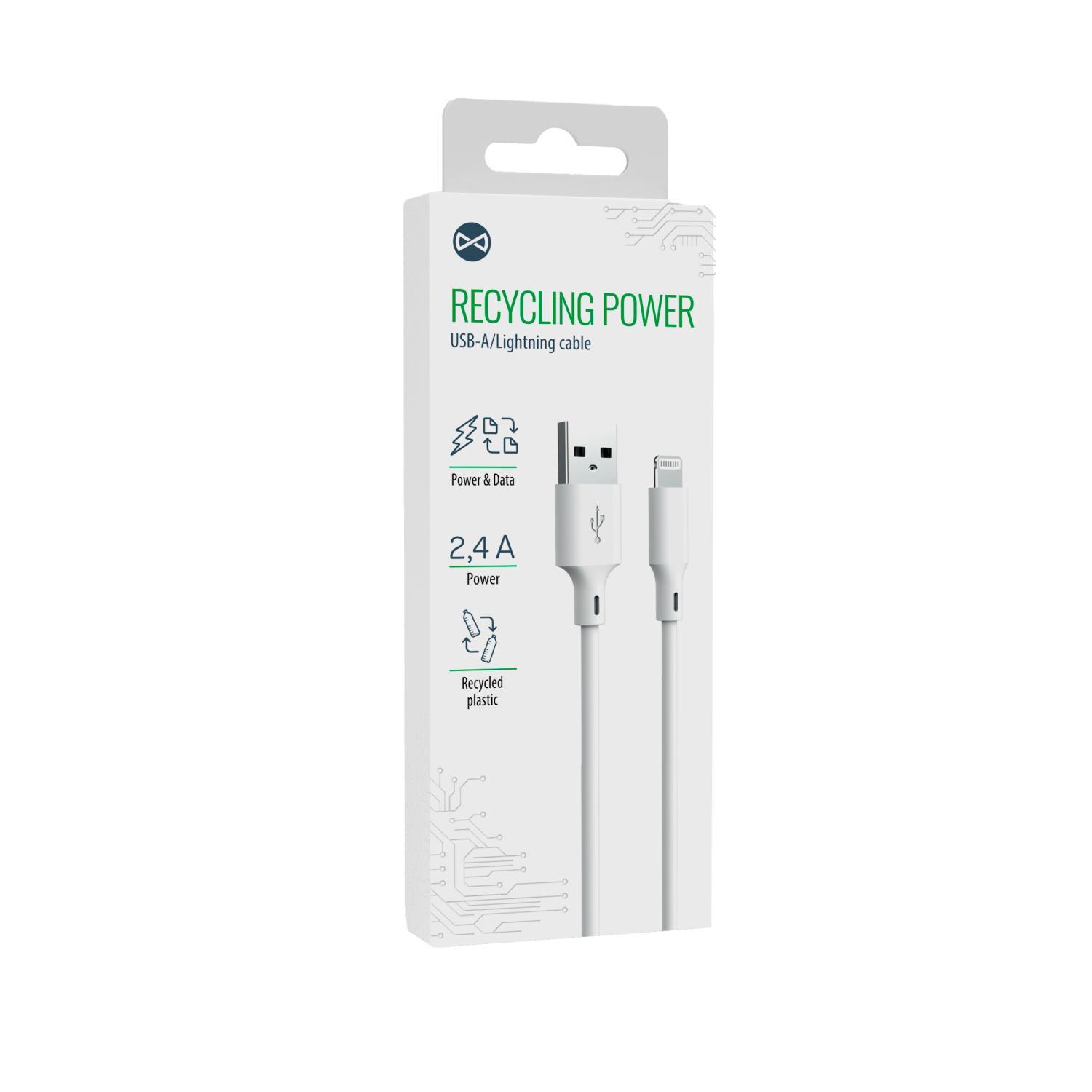 Forever recycling cable USB-A - Lightning 1,5m 2,4A HDKR12-AL-00 white