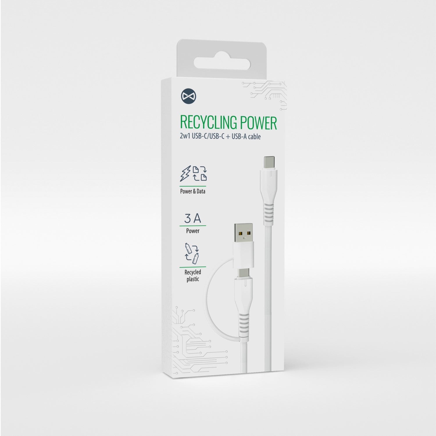 Câble 2 en 1 Forever Recycling USB-C + USB-A 1,5m