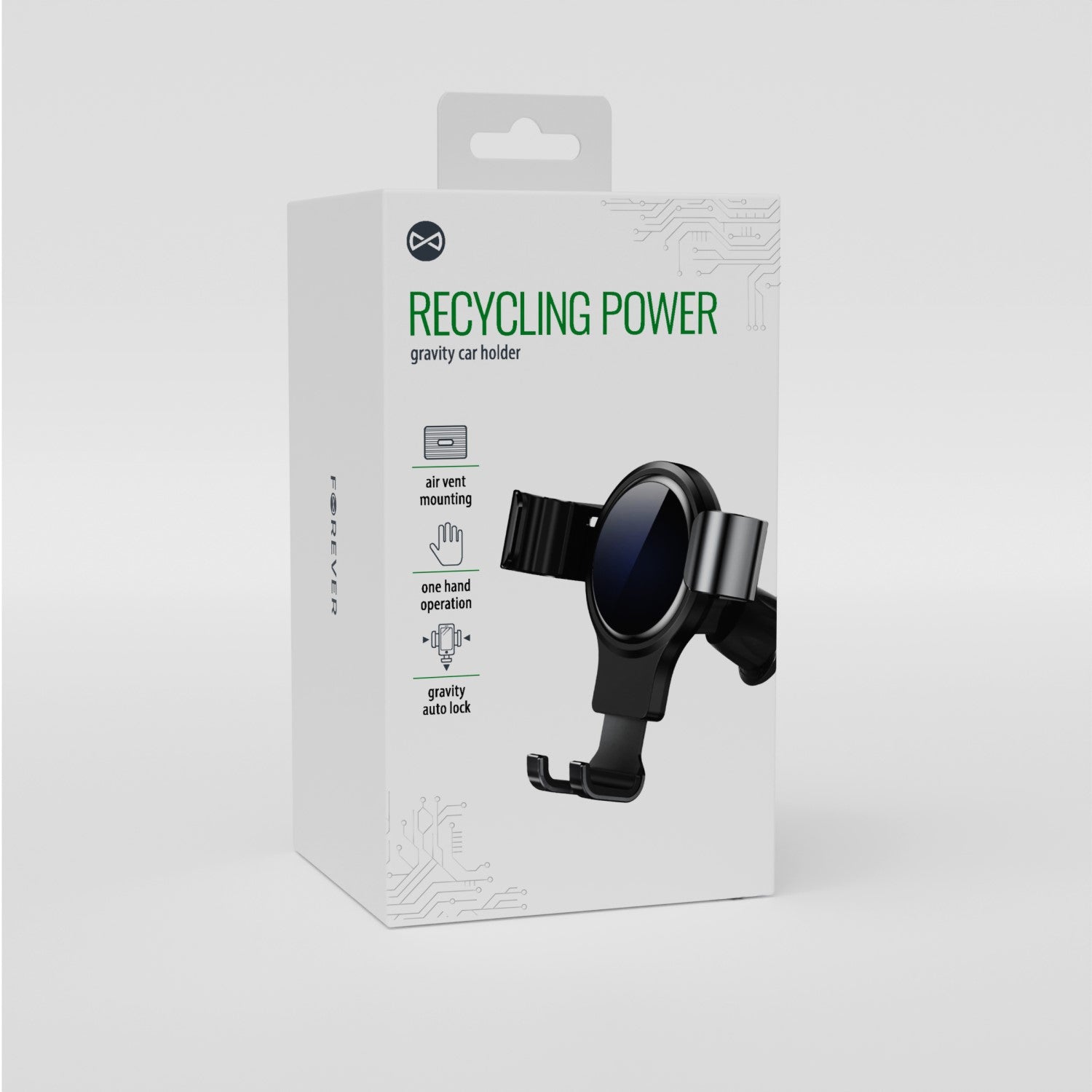 Support de téléphone Forever Recycling pour aération automobile — Gravité ajustable