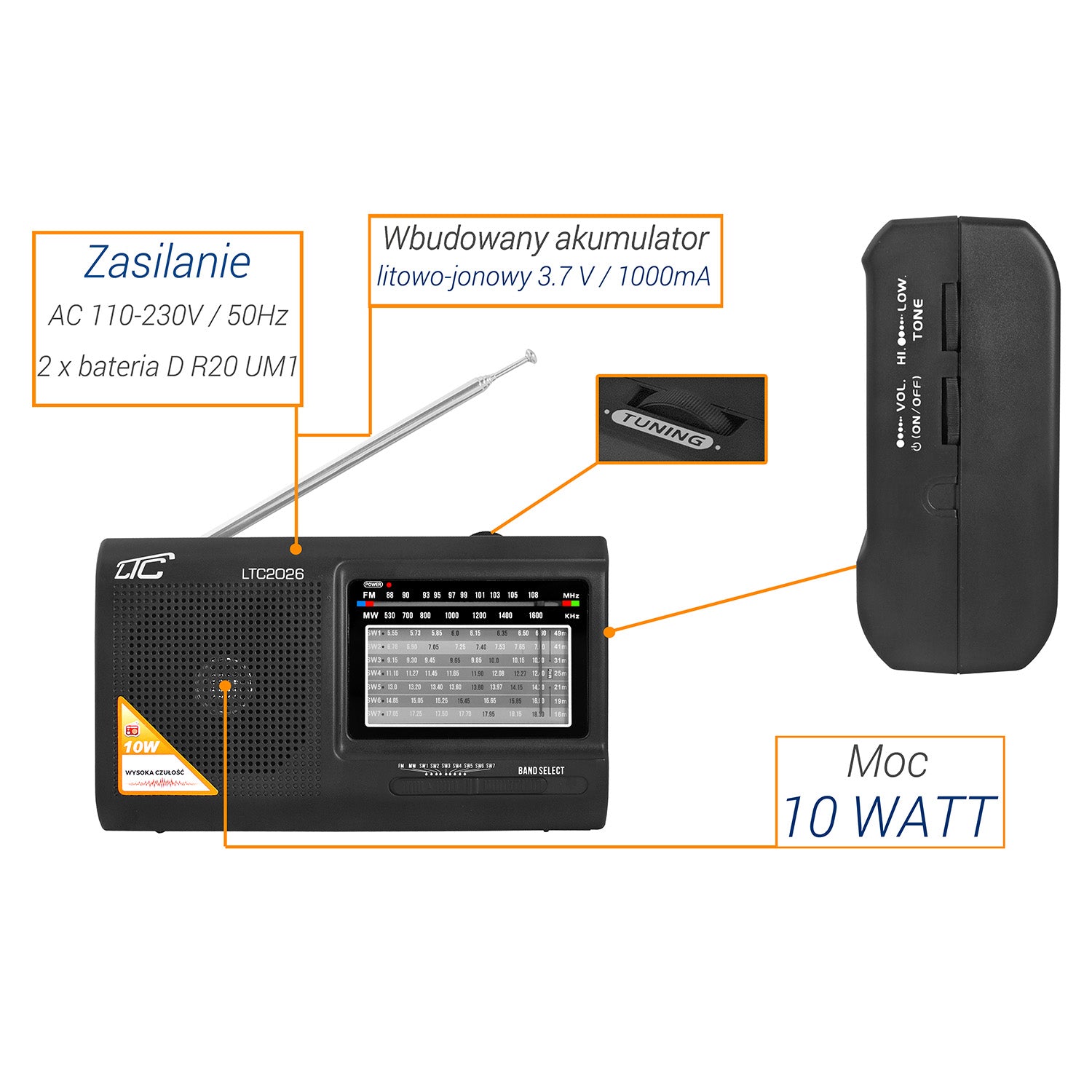 LTC portable radio WILGA, black
