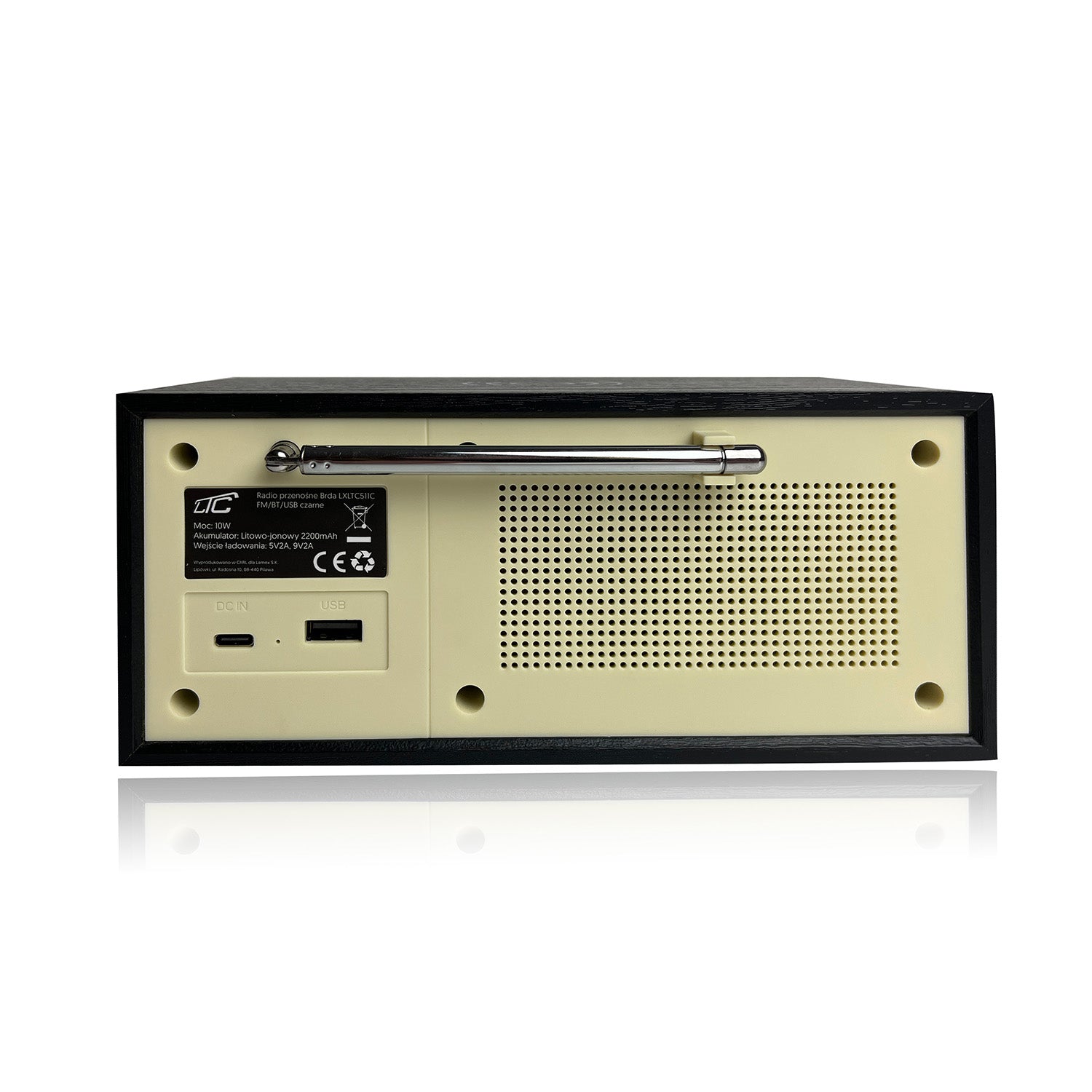 LTC portable radio BRDA, Bluetooth, FM, USB, 2200mAh, 10W wireless charging, black-gold