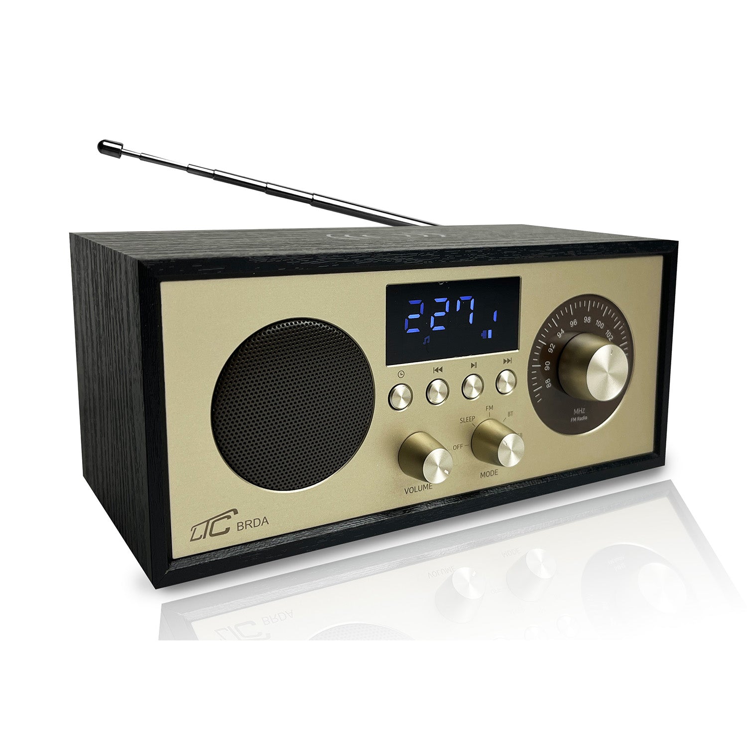 LTC portable radio BRDA, Bluetooth, FM, USB, 2200mAh, 10W wireless charging, black-gold