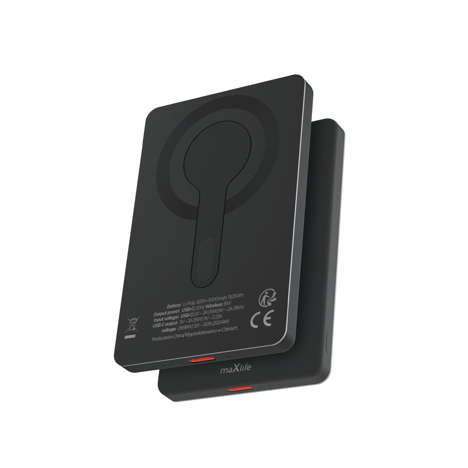 Maxlife wireless power bank MXPB-05 20W PD 5000 mAh magnetic black