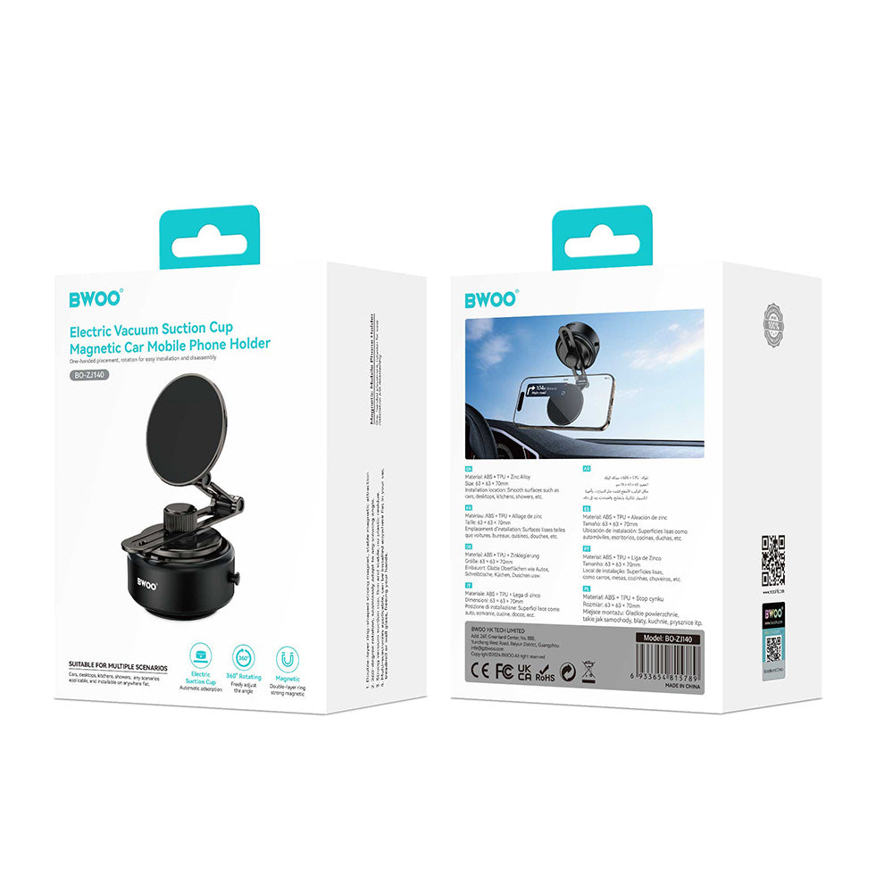 Support magnétique rotatif pour voiture BWOO ZJ140 — ventouse électrique 360°