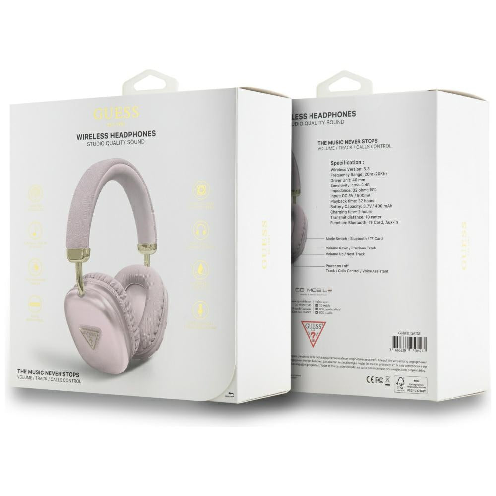 Guess wireless headphones BT METALLIC TRIANGLE LOGO pink