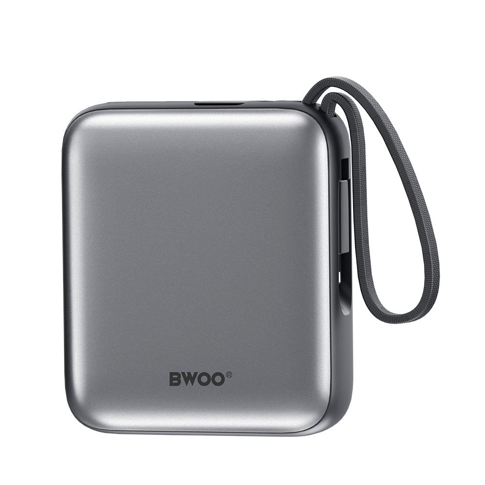 Chargeur BWOO P74 22.5W 10000 mAh câbles intégrés USB-C Lightning noir