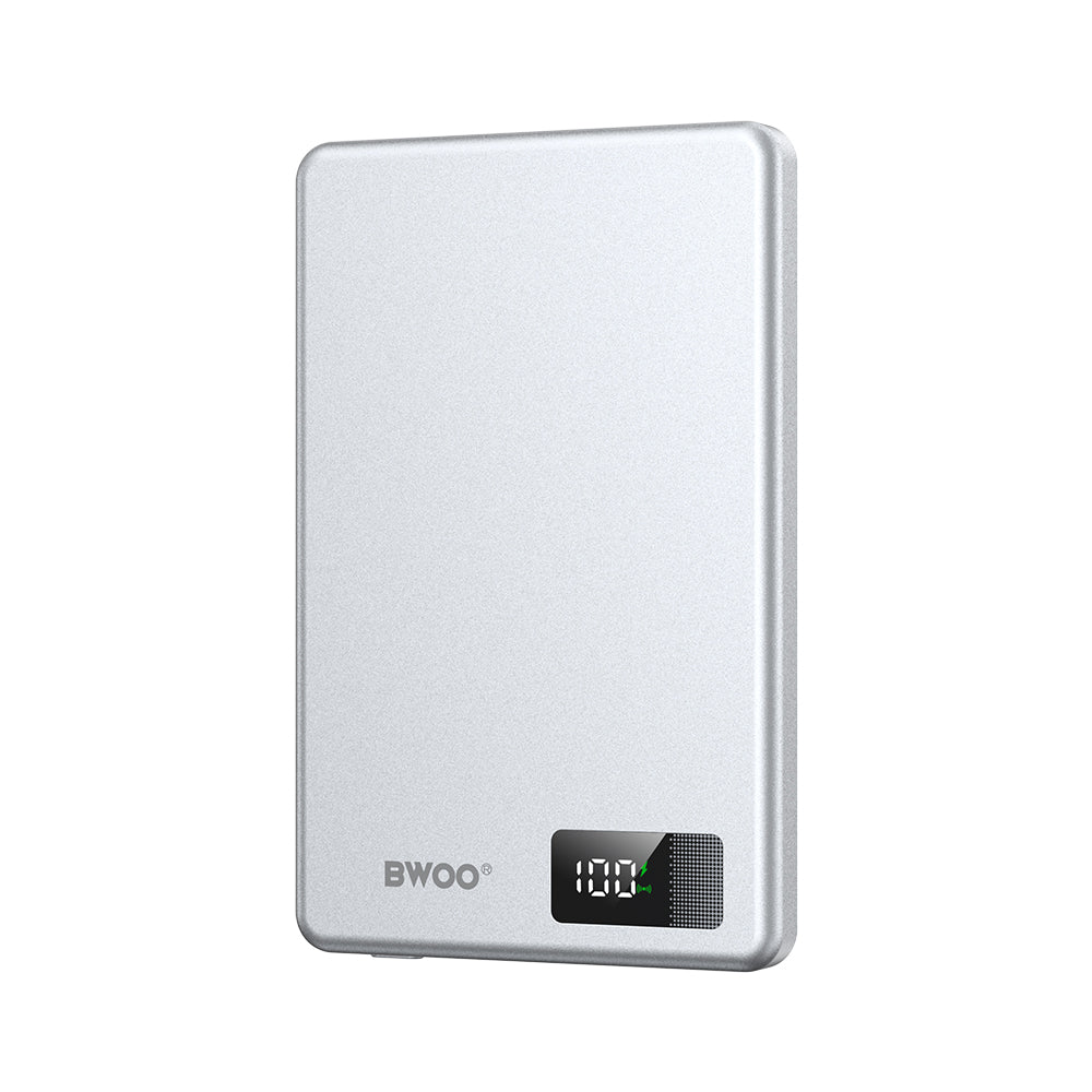 Chargeur BWOO P75 magnétique 5000 mAh PD 20W USB-C argent