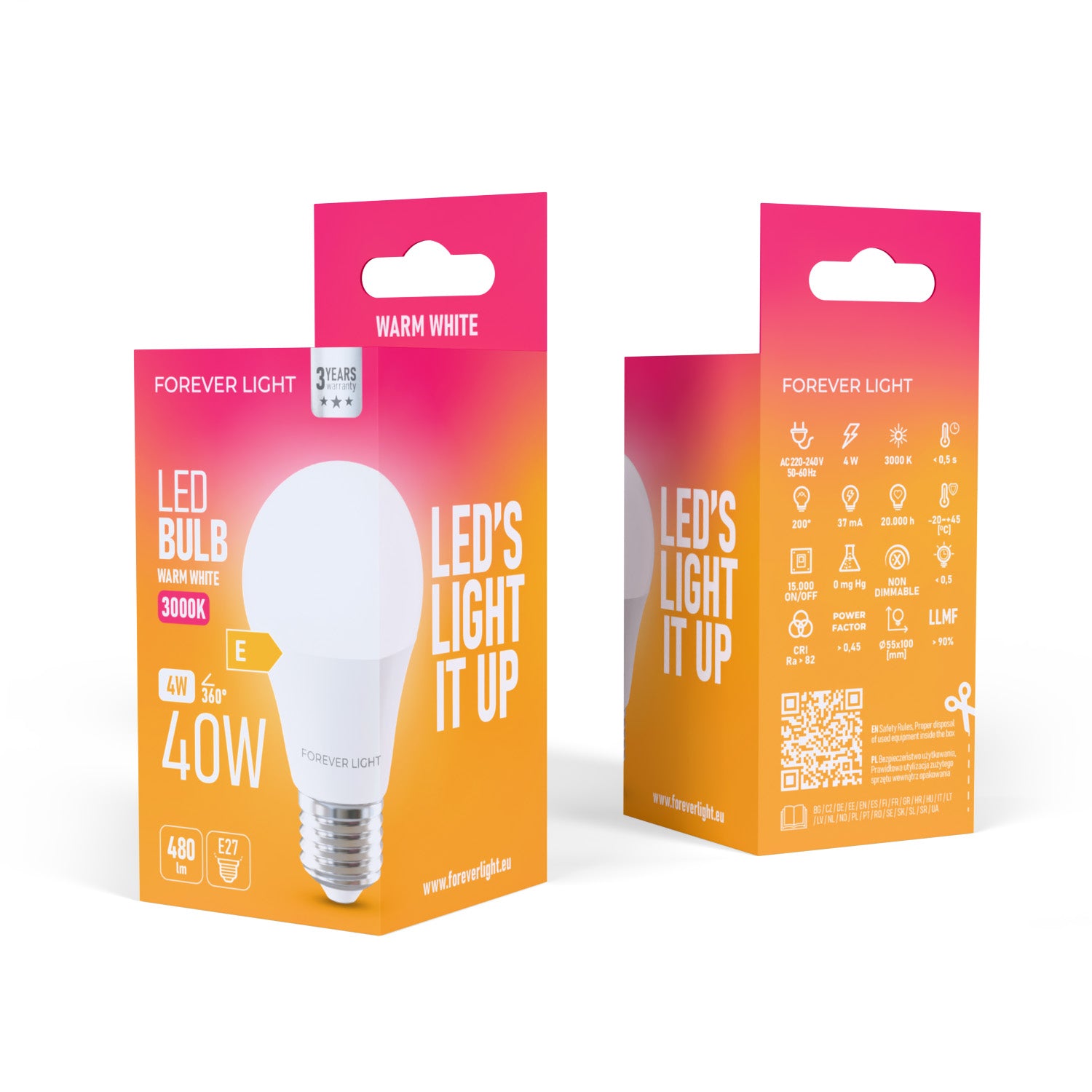 Ampoule LED E27 A55 4W 480lm 3000K Forever Light