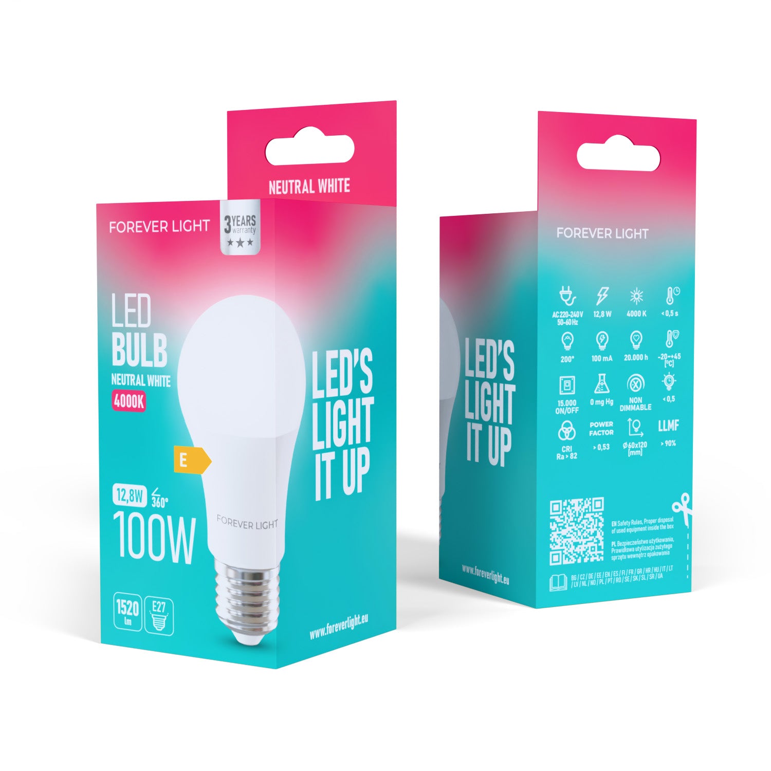 Ampoule LED E27 A60 12.8W 1520lm Blanc Neutre 4000K
