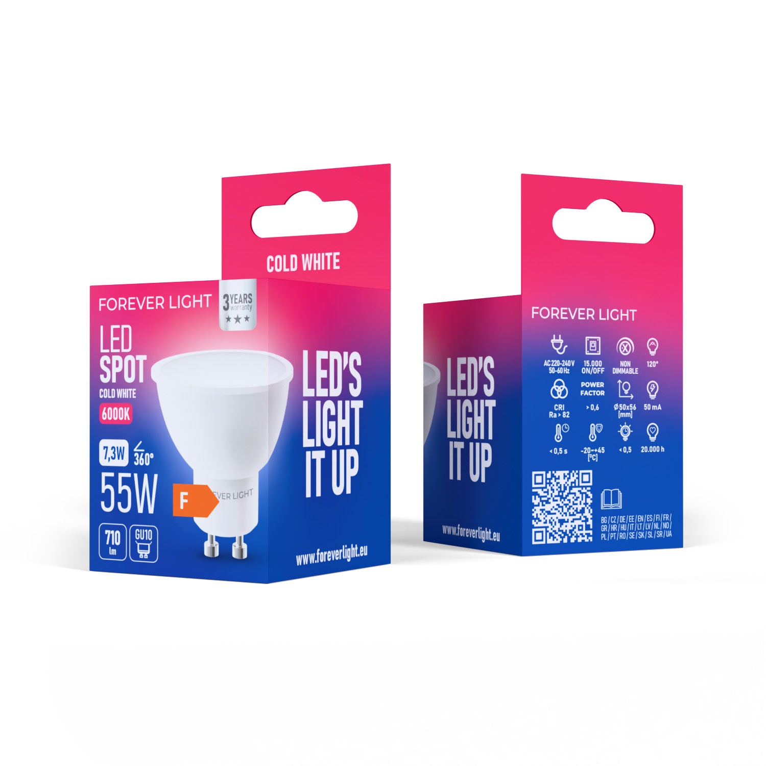 Ampoule LED GU10 7.3W 710lm blanc froid 6000K classe F