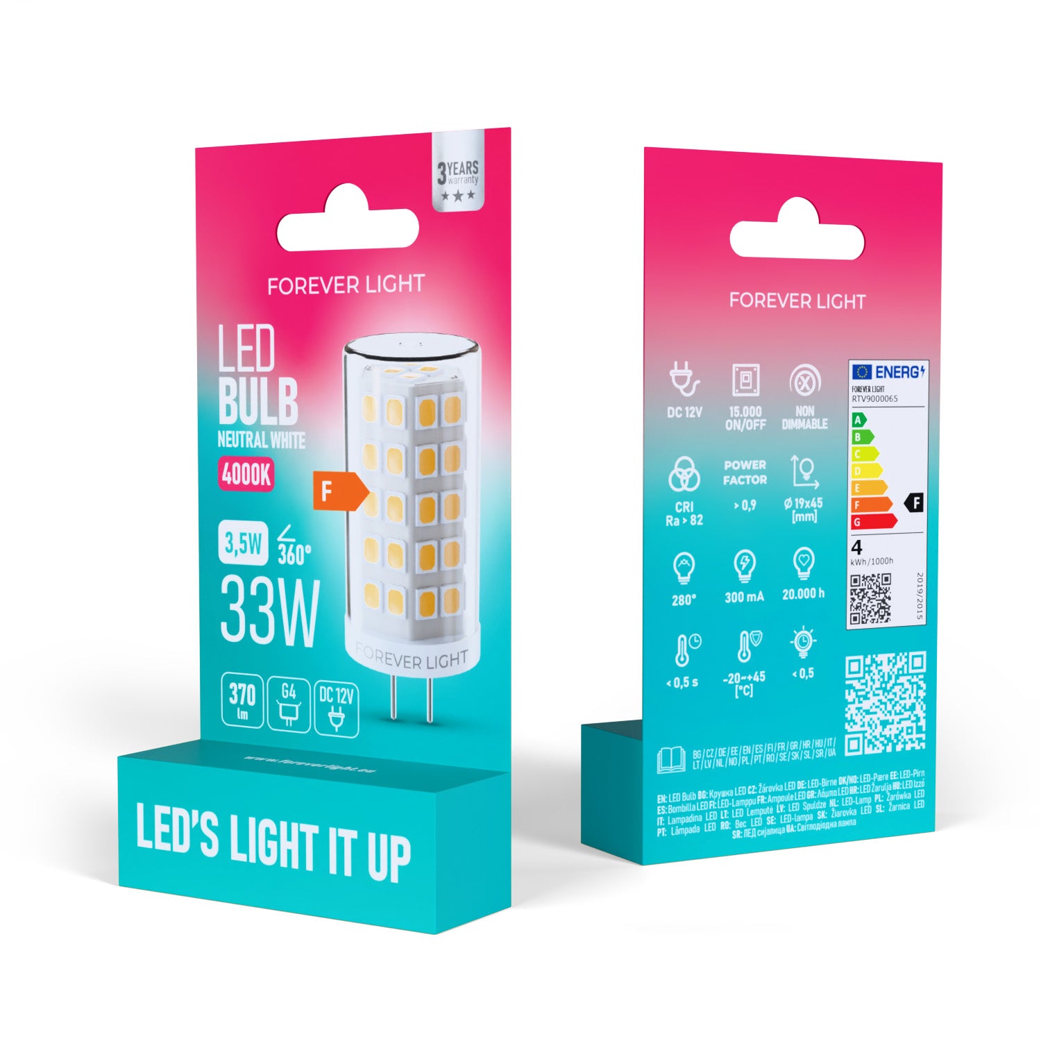 Ampoule LED G4 3.5W 370lm 4000K 12V Forever Light