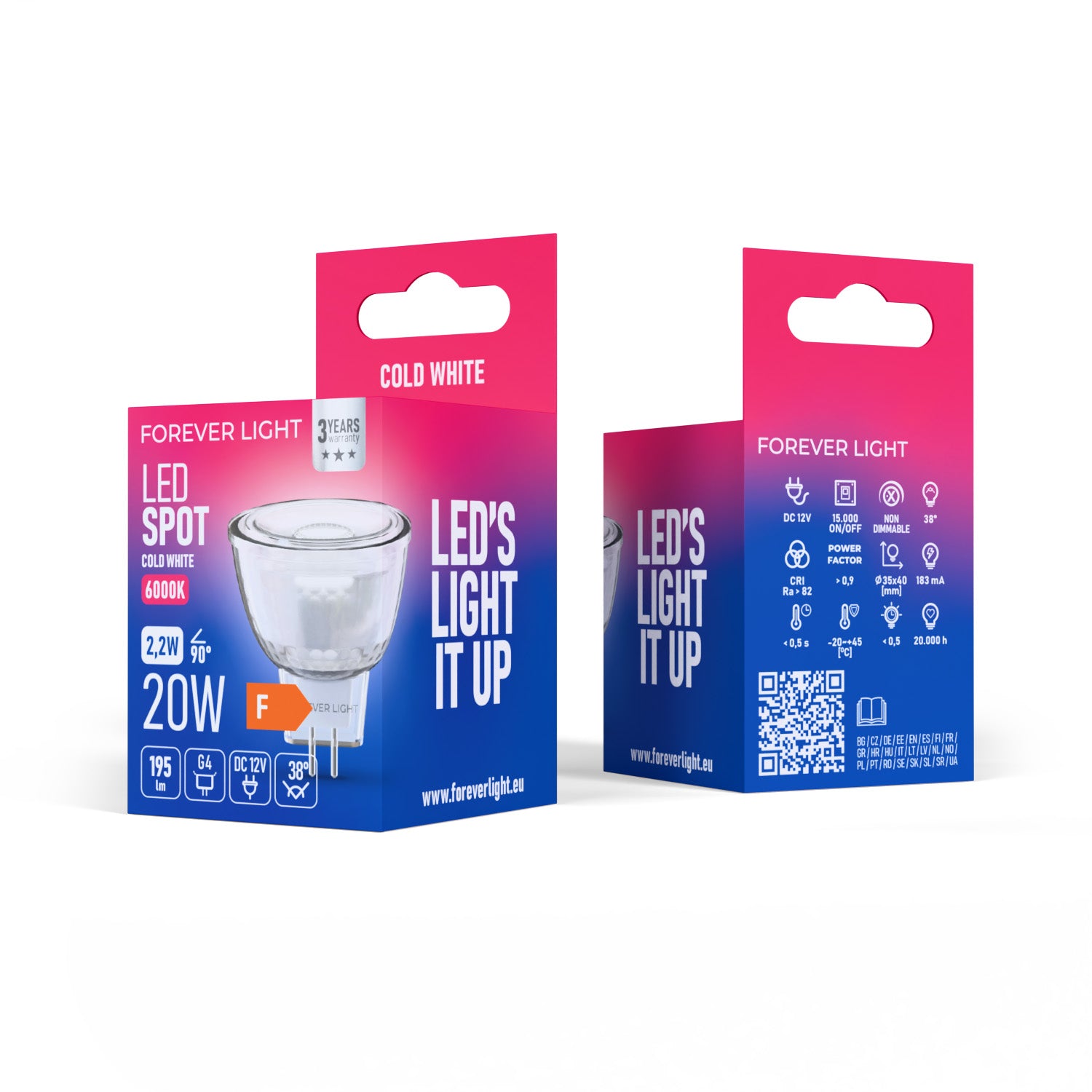 Ampoule LED G4 MR11 38° 2.2W 195lm 6000K 12V Forever Light