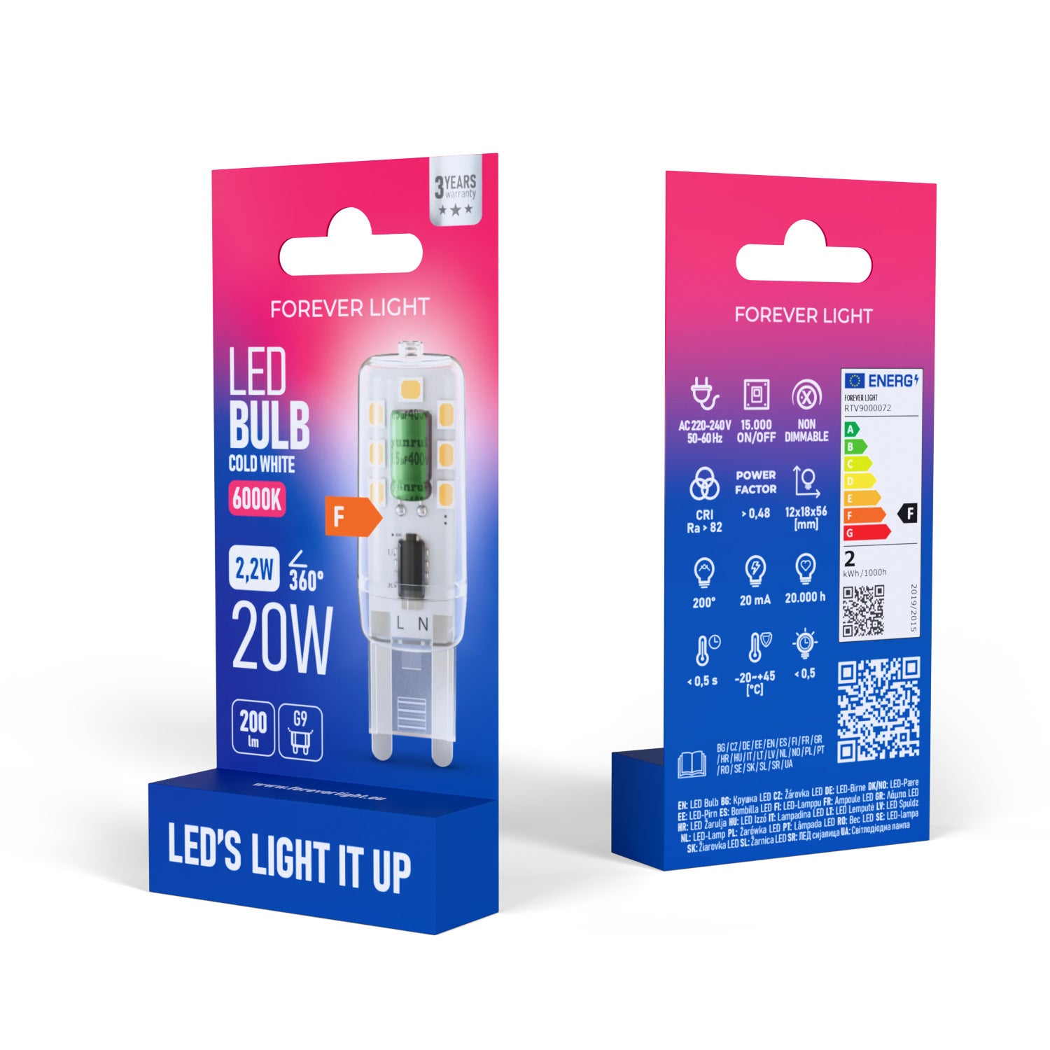 Ampoule LED G9 2.2W 200lm 6000K blanc froid Forever Light