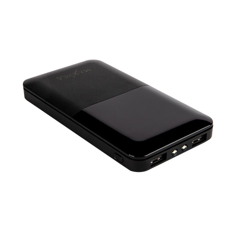 POWERBANK MX ROTH 10 000 mAh, 2XUSB, 10W Li-Po, BLACK, + microUSB CABLE