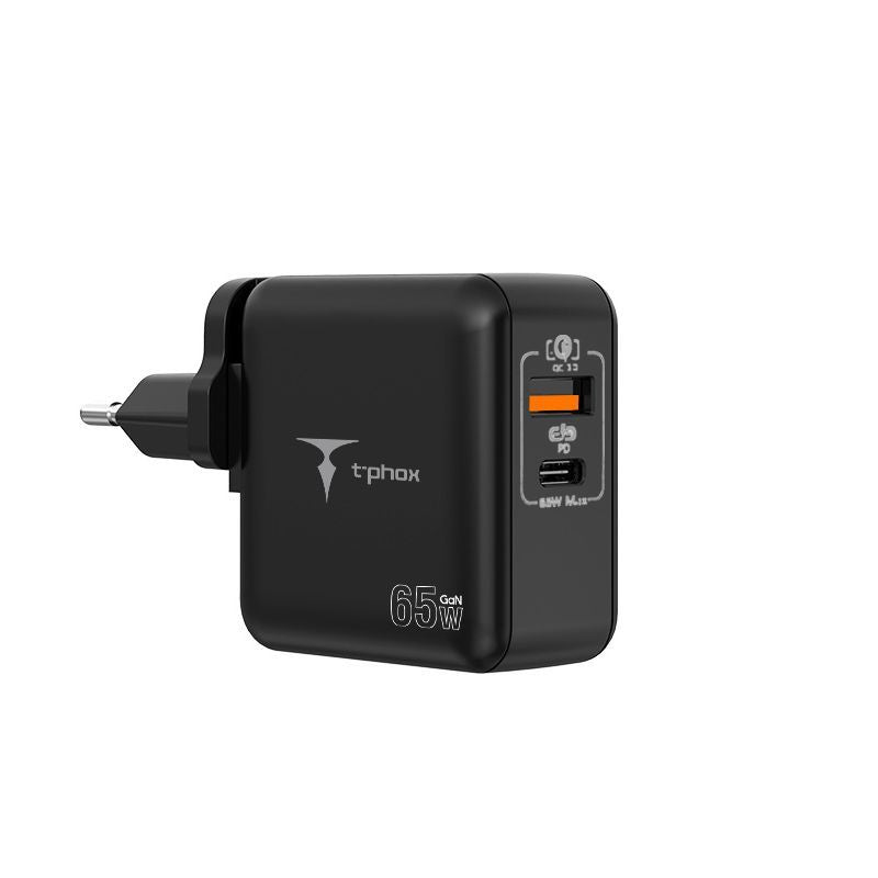 WALL CHARGER T-PHOX MEGA T-PP09 GAN PD 65W USB/USB-C BLACK