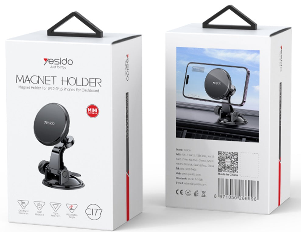 YESIDO MAGNET CAR HOLDER C177 MAGSAFE BLACK