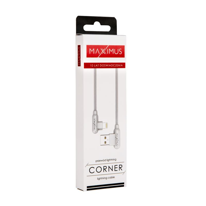 CABLE MX CORNER FAST CHARGE LIGHTNING 2.4A/1M, WHITE ANGULAR