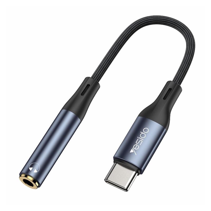 YESIDO AUDIO CABLE YAU38 TYPE-C/3,5mm AUX FEMALE 12CM BLACK