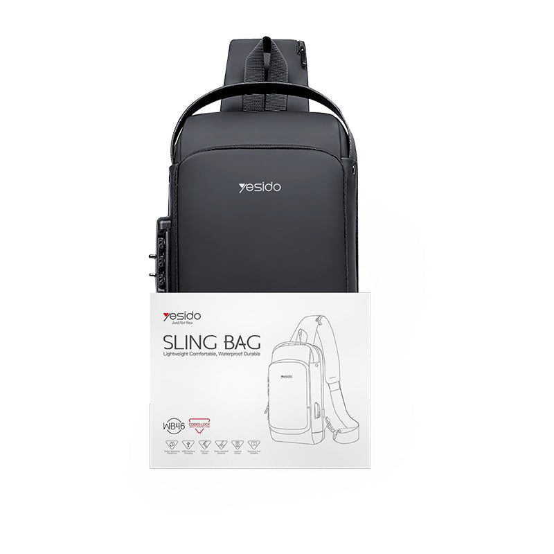 YESIDO WB46 WATERPROOF SHOULDER BAG 7 INCHES BLACK