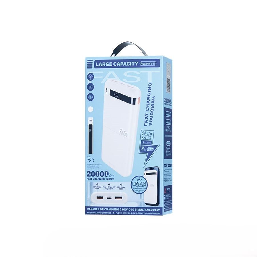 POWERBANK REMAX PILOTEER SERIES 20000mAh RPP-72 PD 20W+QC 22,5W BLACK