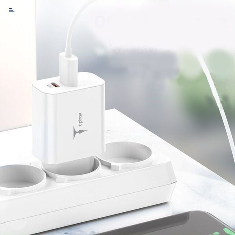 WALL CHARGER T-PHOX SPEEDY USB-C 20W/USB 18W PD QC + CABLE LIGHTNING 1M WHITE