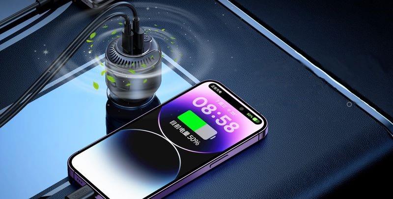 REMAX CAR CHARGER YATOY SERIES WITH SCENT 60W PD QC RCC353 1xUSB + 1XuSB-C BLACK