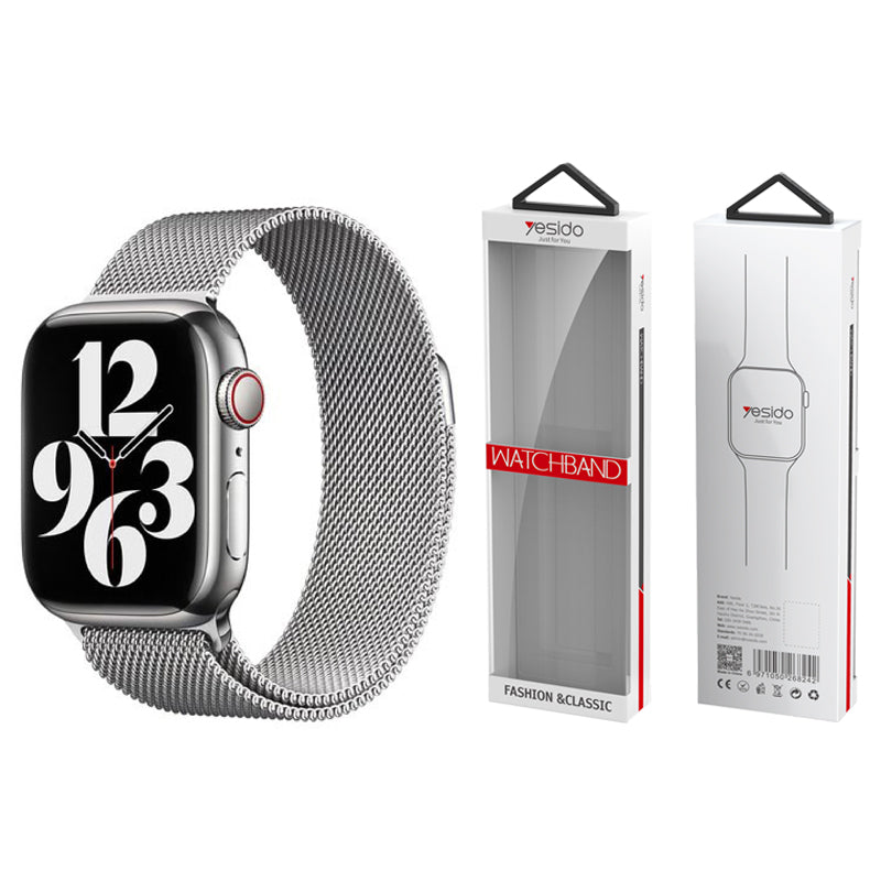 YESIDO WB22 MAGNETIC STAINLESS STEEL STRAP for APPLE WATCH (42/44/45/49) SILVER