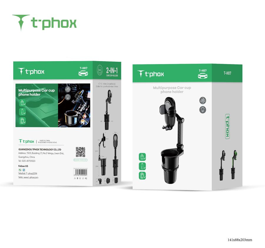 T-PHOX CAR HOLDER TH-07 WITH CUP HOLDER BLACK