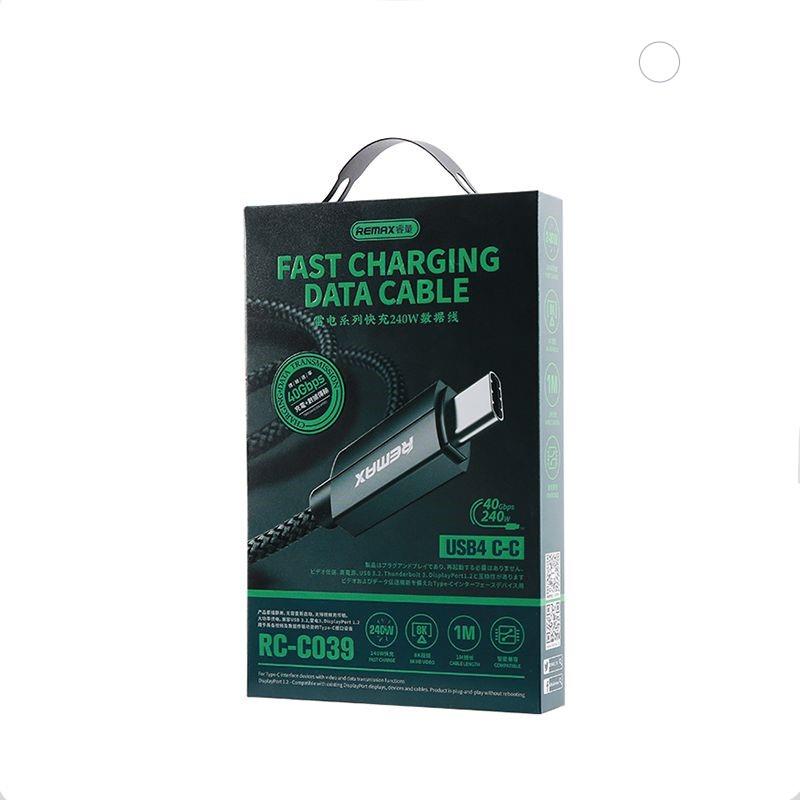 CABLE REMAX LADON SERIES 240W RC-C039 USB 4.0 USB-C/USB-C 1M BLACK