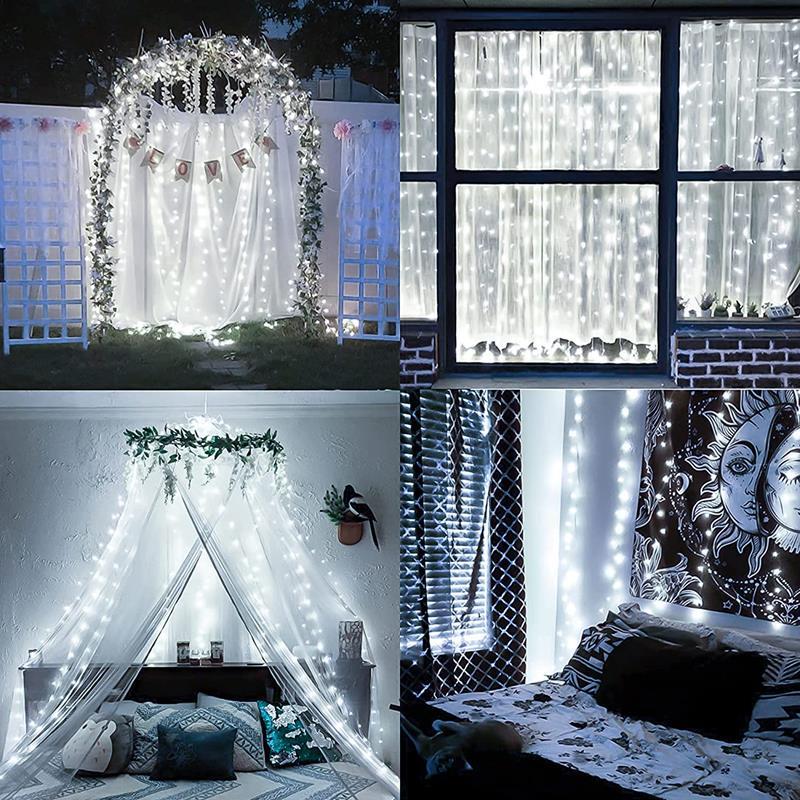 Rideau LED 100 Ampoules 3Mx1M Blanc Froid