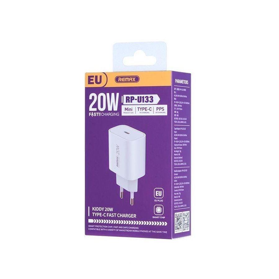 WALL CHARGER REMAX KIDDY SERIES 20W RP-U133 WHITE