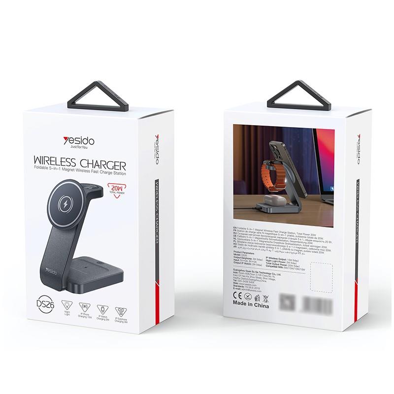 YESIDO INDUCTIVE CHARGER DS26 15W LED 4IN1 BLACK