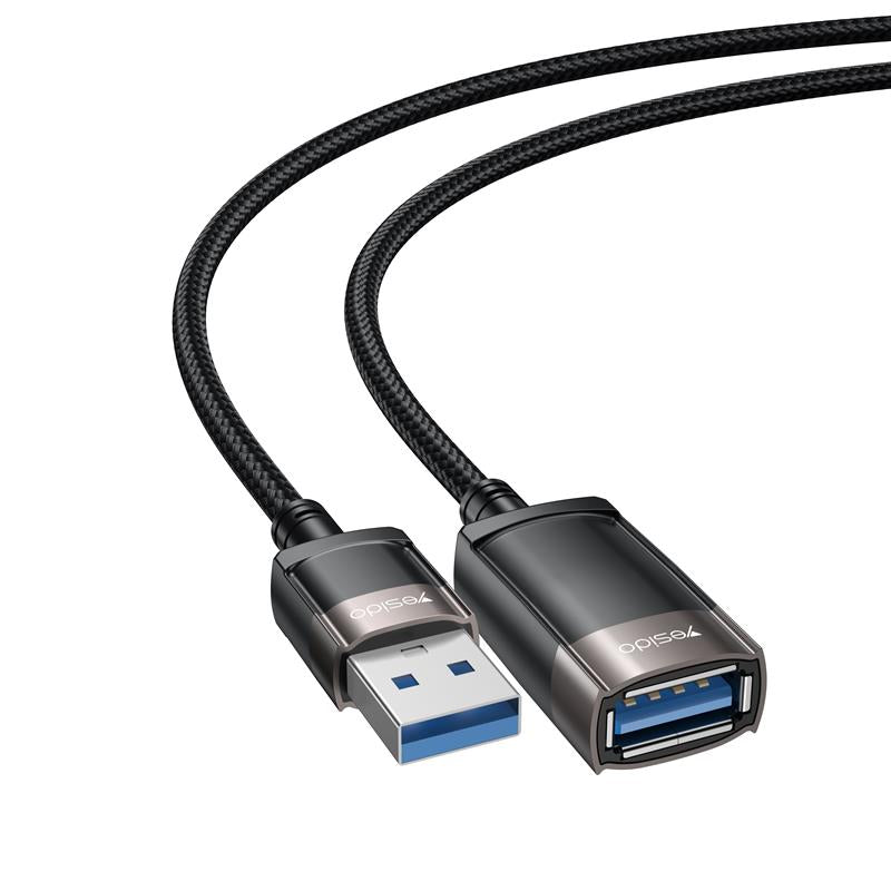YESIDO CABLE GS26 USB MALE-USB FEMALE 1,5M USB 2.0 BLACK