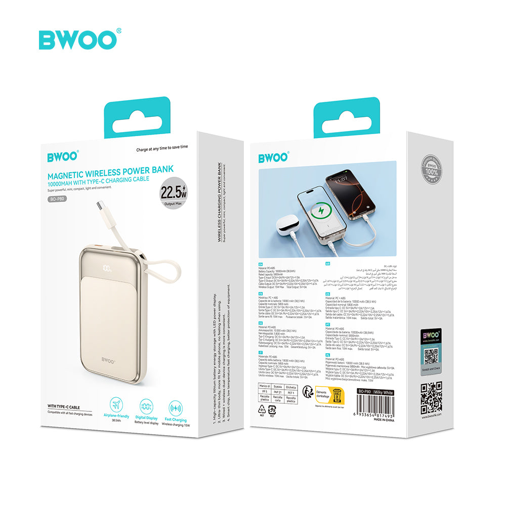 Batterie externe BWOO 10000 mAh USB-C PD 20W — Or