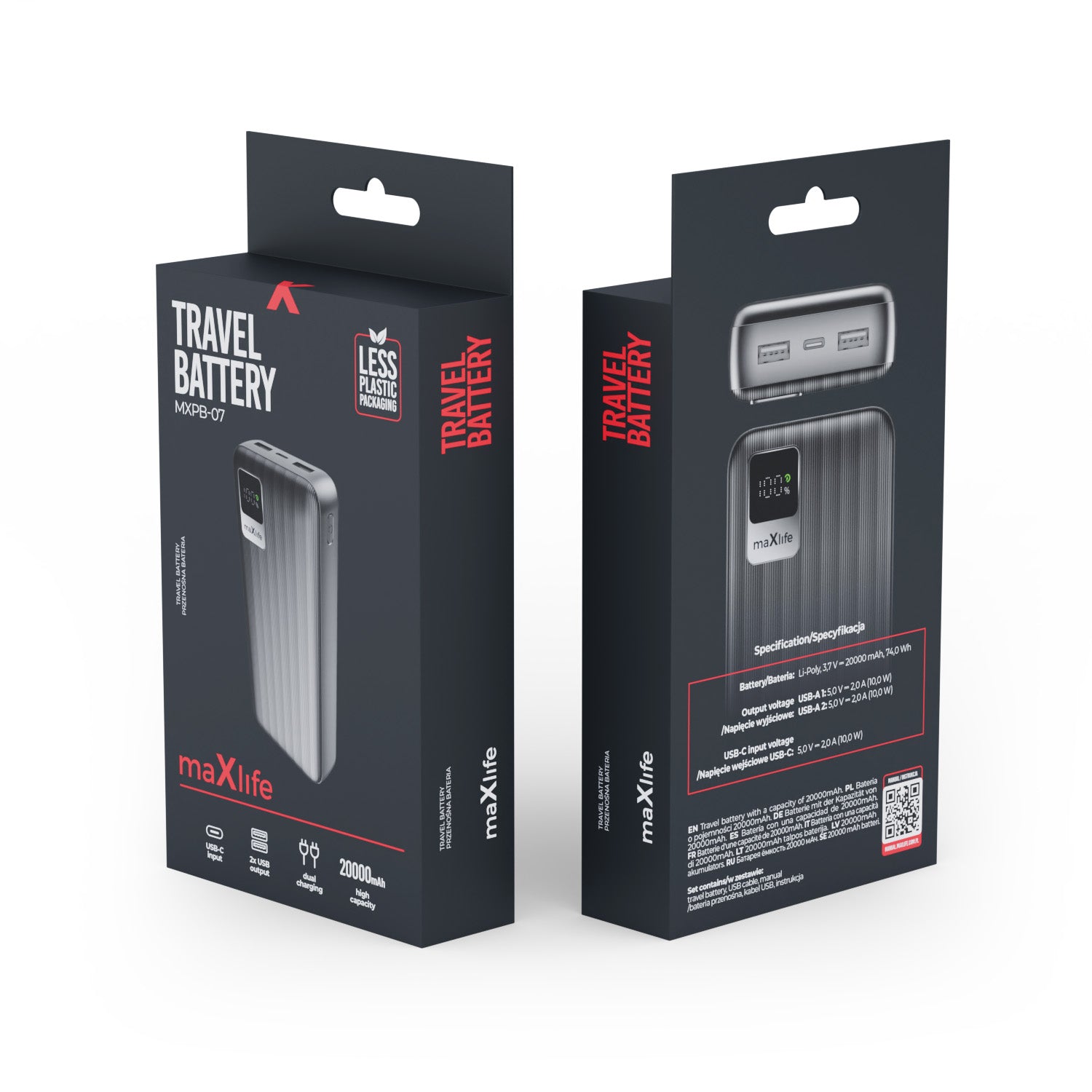 Batterie externe Maxlife MXPB-07 20000 mAh noir