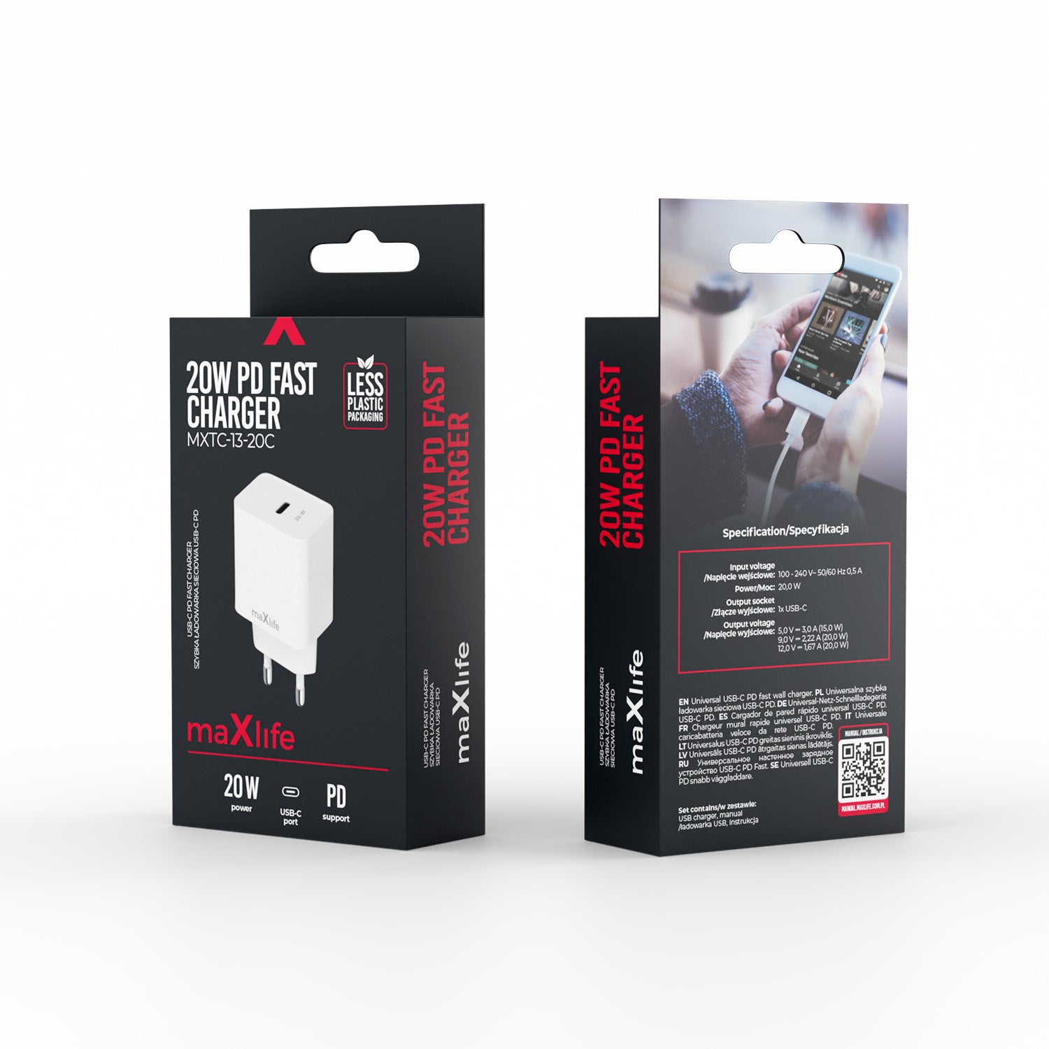 Maxlife MXTC-13-20C PD QC charger 1x USB-C 20W white
