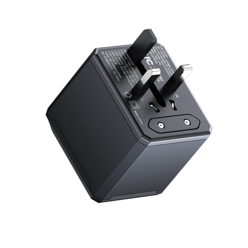 YESIDO MC24UNIOVERSAL ADAPTER UK/EU/US/AUX MAX 8A (3xUSB + USB-C) BLACK