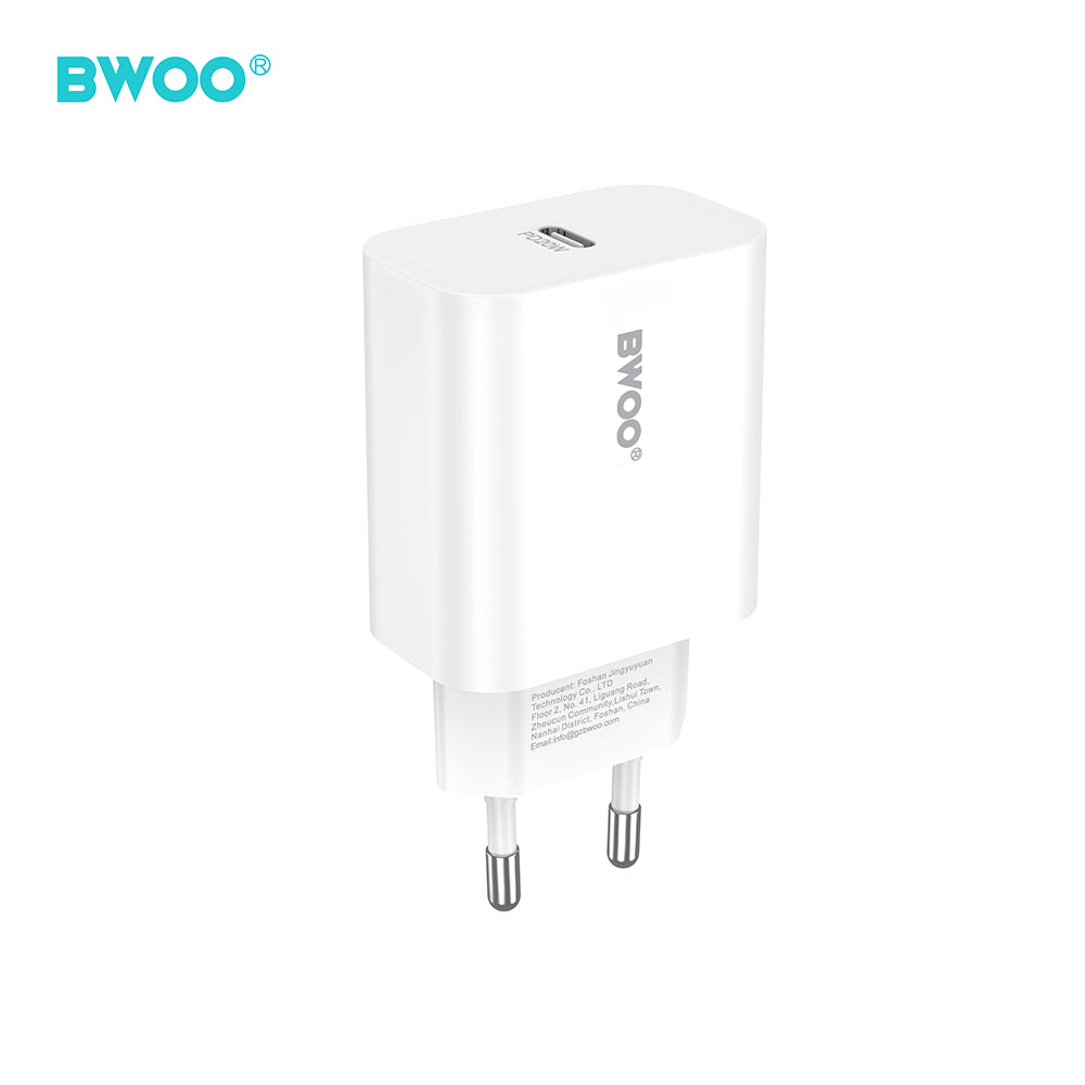 BWOO wall charger CDA233 PD 20W 1x USB-C with USB-C - Lightning cable white