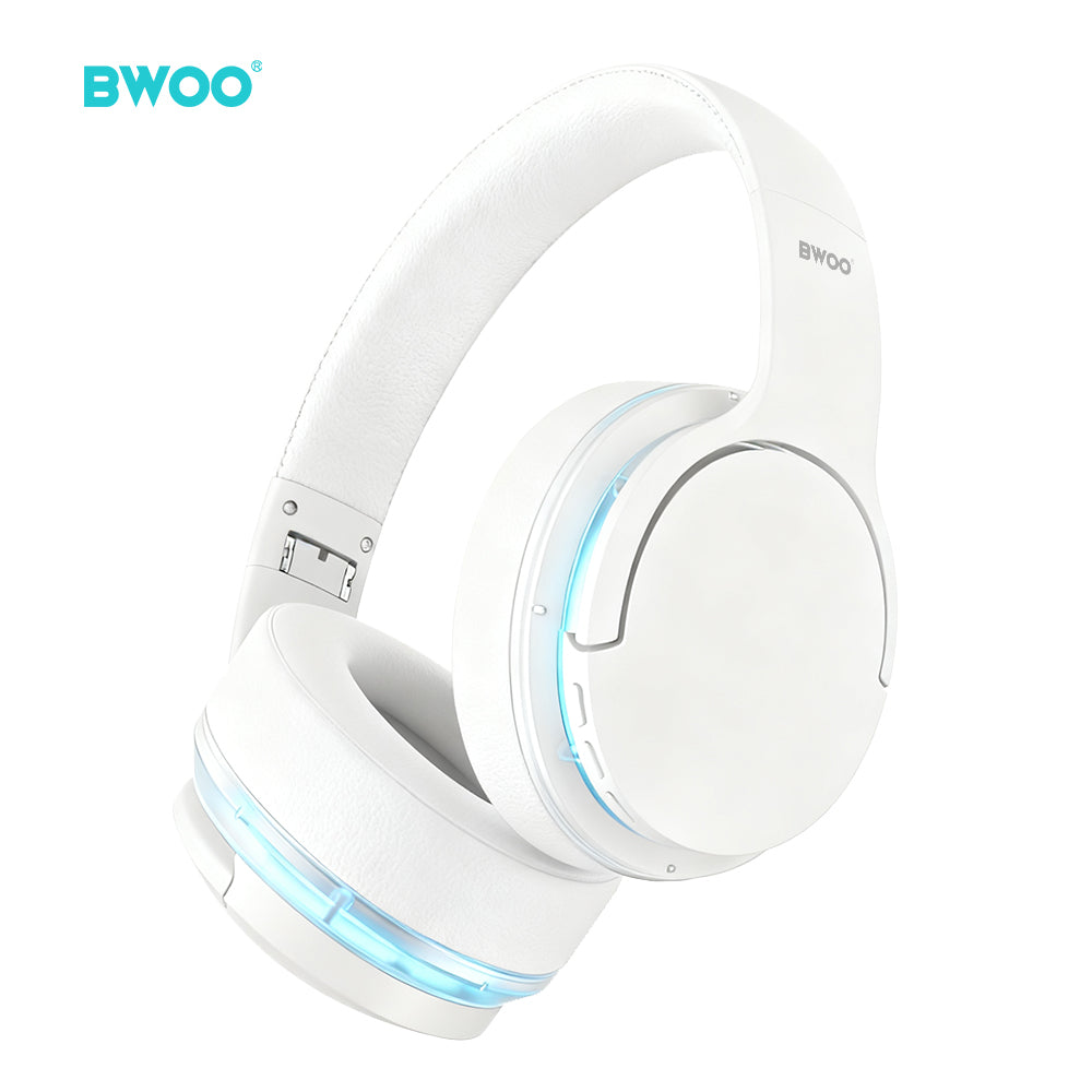 Casque sans fil BWOO BW587 — Réduction de bruit active, 10h autonomie, blanc