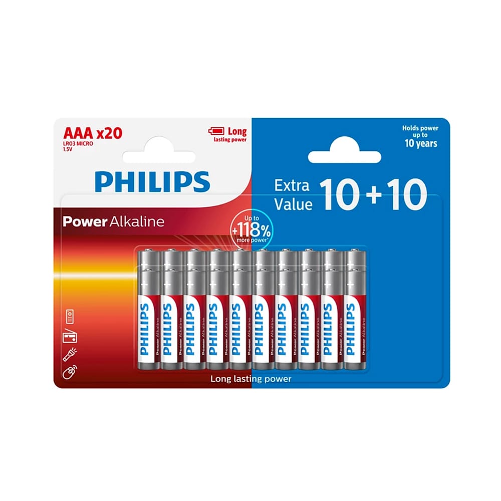 Battery PHILIPS AAA LR03 Blister 10+10pcs